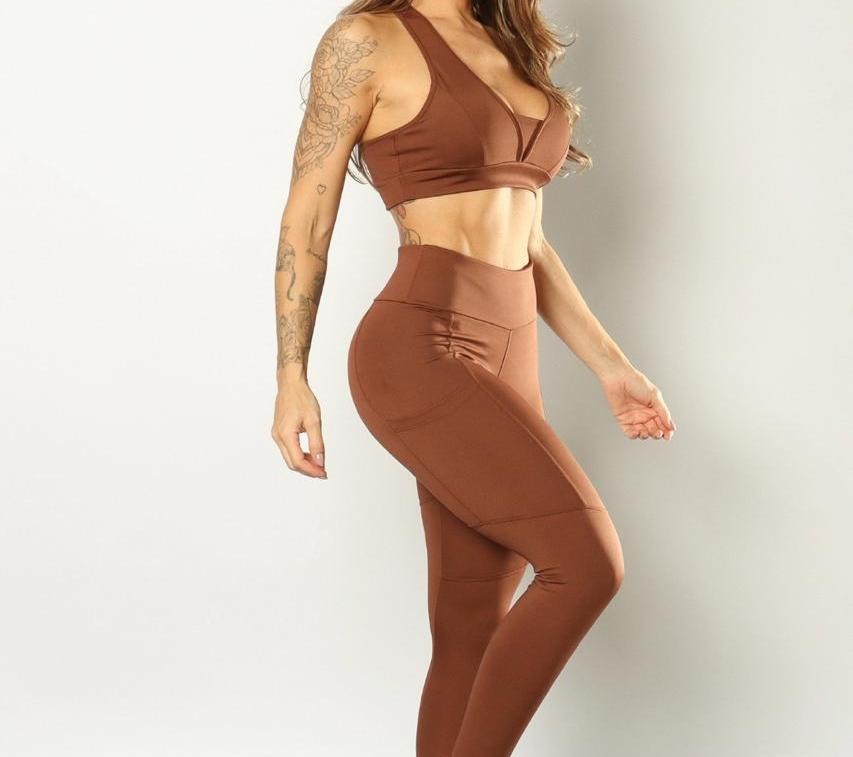 01_CONJUNTO - CALÇA LEGGING ISA E TOP NADADOR - MARROM